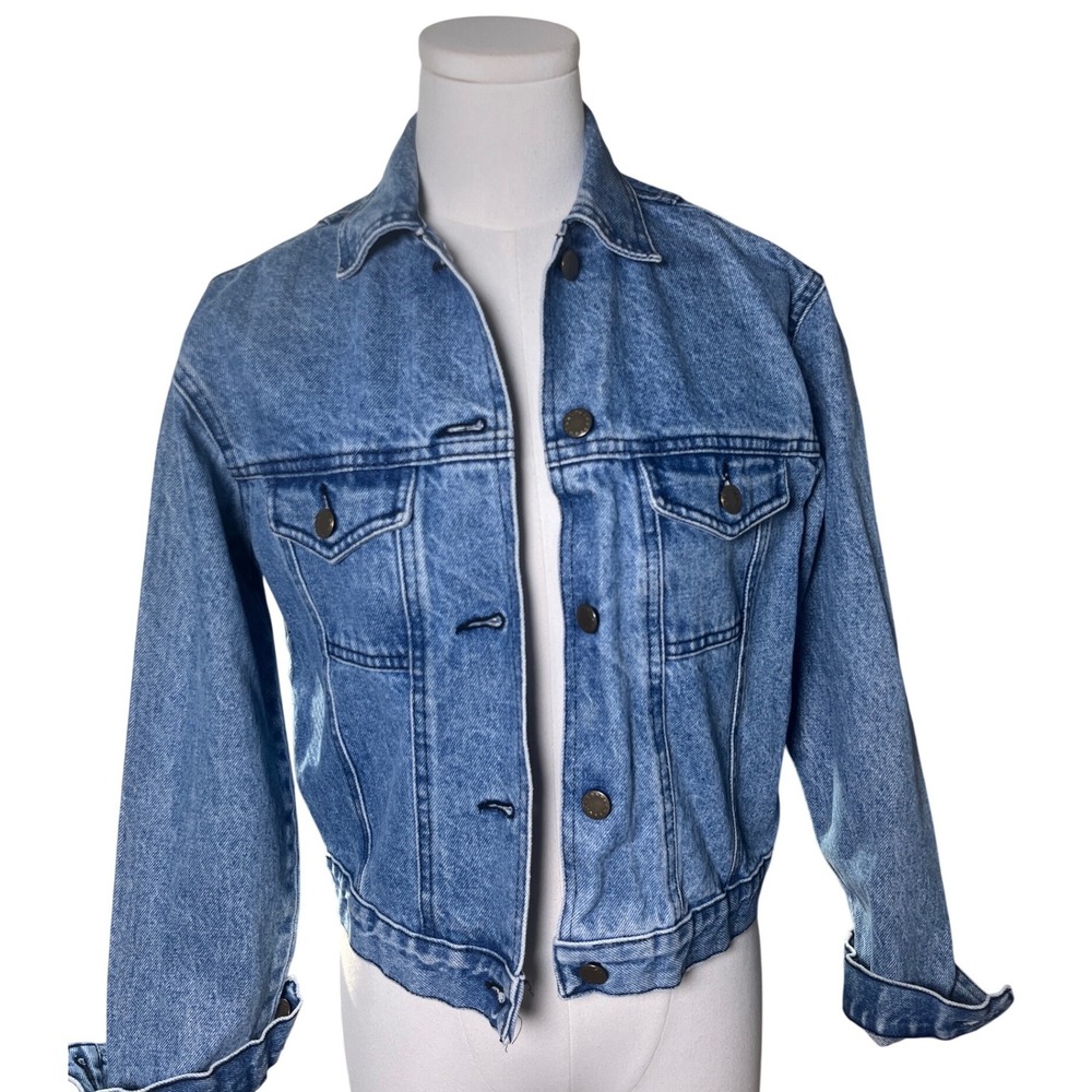 Vintage Denim Trucker Jacket Medium Wash Cotton Womens Sundance Small